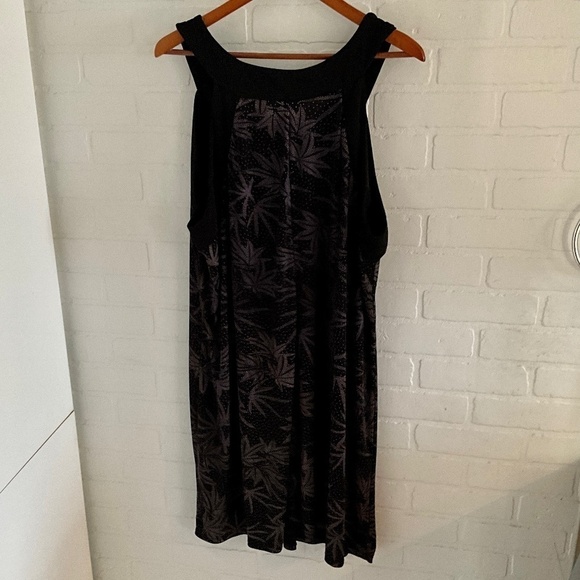 Vintage Printed Flowy Mini Dress Floral Stretch Black/lavender Plus Size 22W - Picture 7 of 7